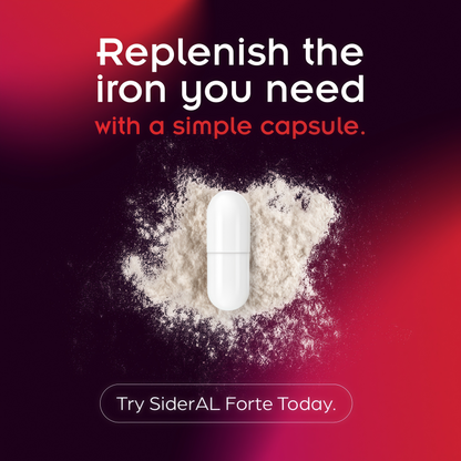 SiderAL Forte Sucrosomial Iron Supplement for Women and Men - Clinically Proven to Increase Levels without Side Effects, Gentle on Stomach, 7x Higher Absorption for Anemia & Energy, Vitamin C, 30ct